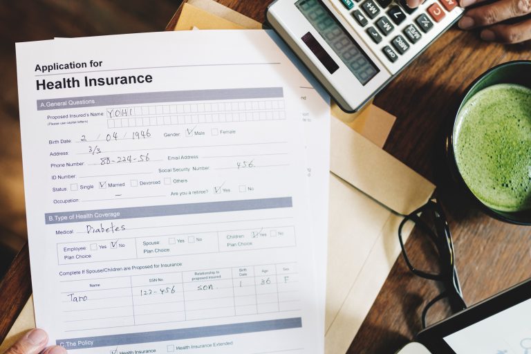 Health Insurance Application Form Concept